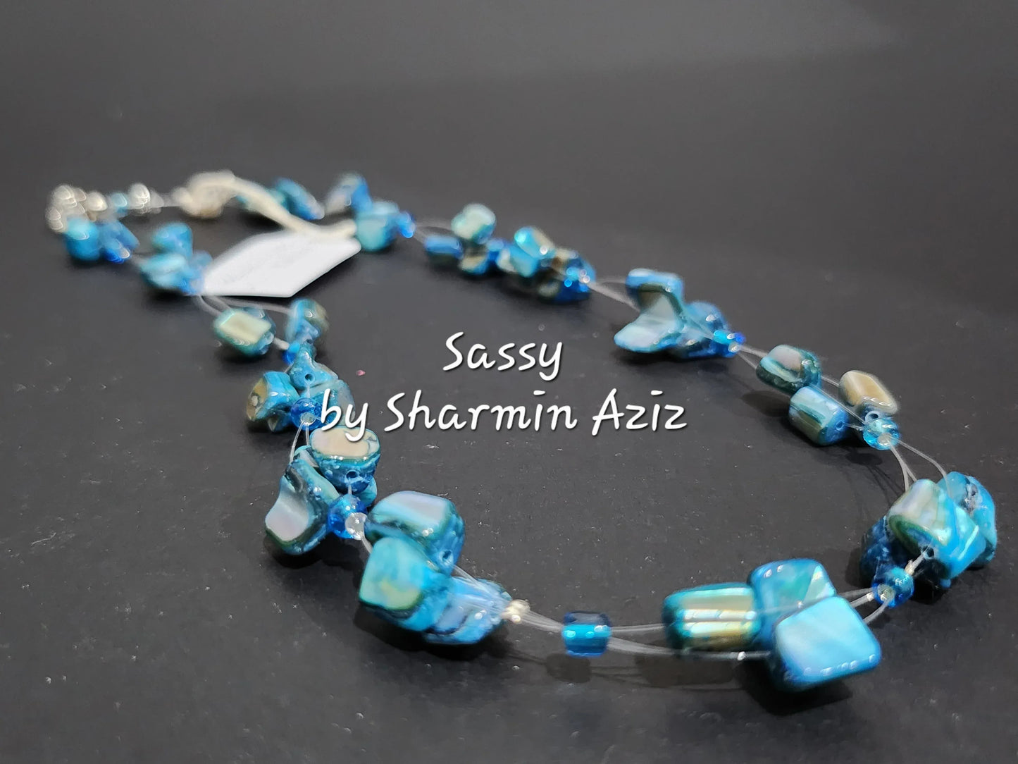 Azure shell chip bead floating necklace - Sassy by Sharmin Aziz