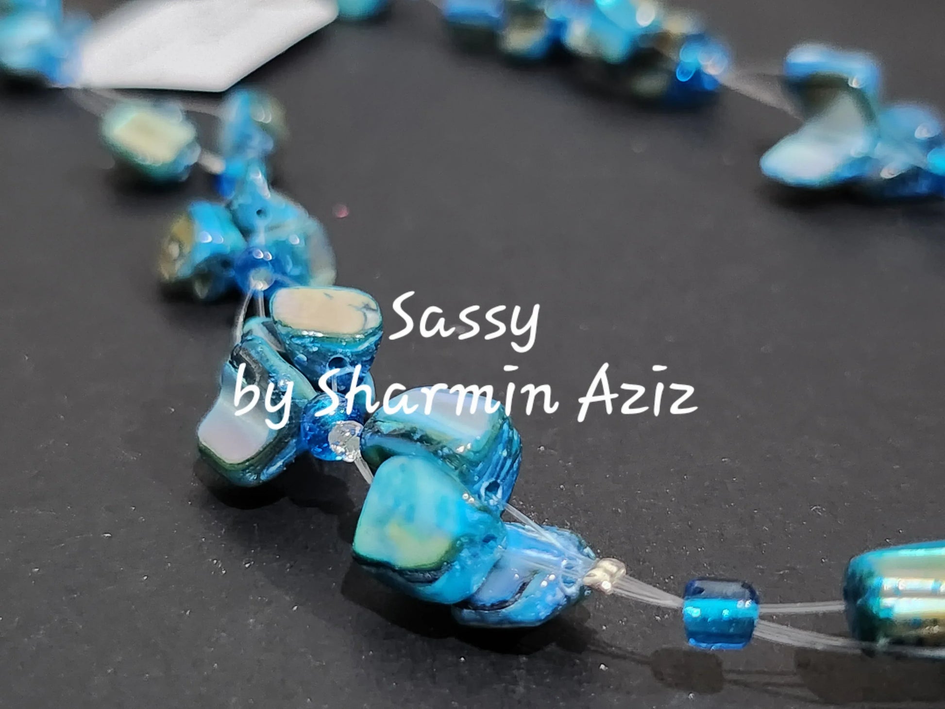 Azure shell chip bead floating necklace - Sassy by Sharmin Aziz