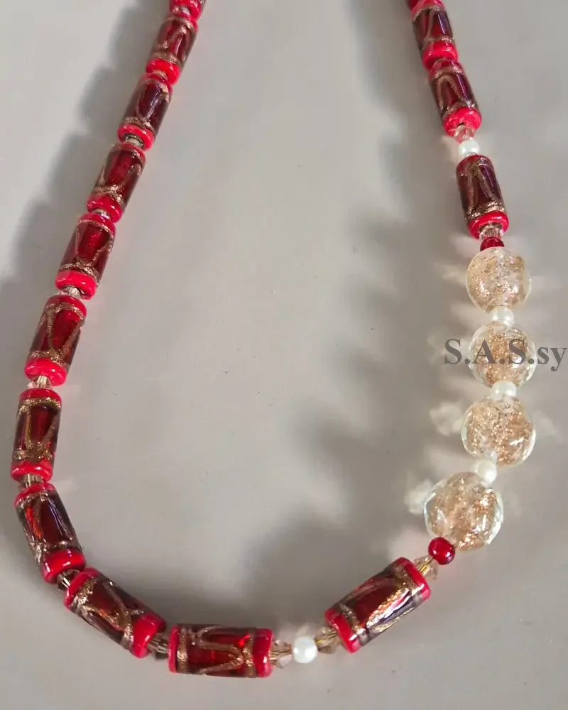 Deep Red Strand Necklace - Sassy by Sharmin Aziz