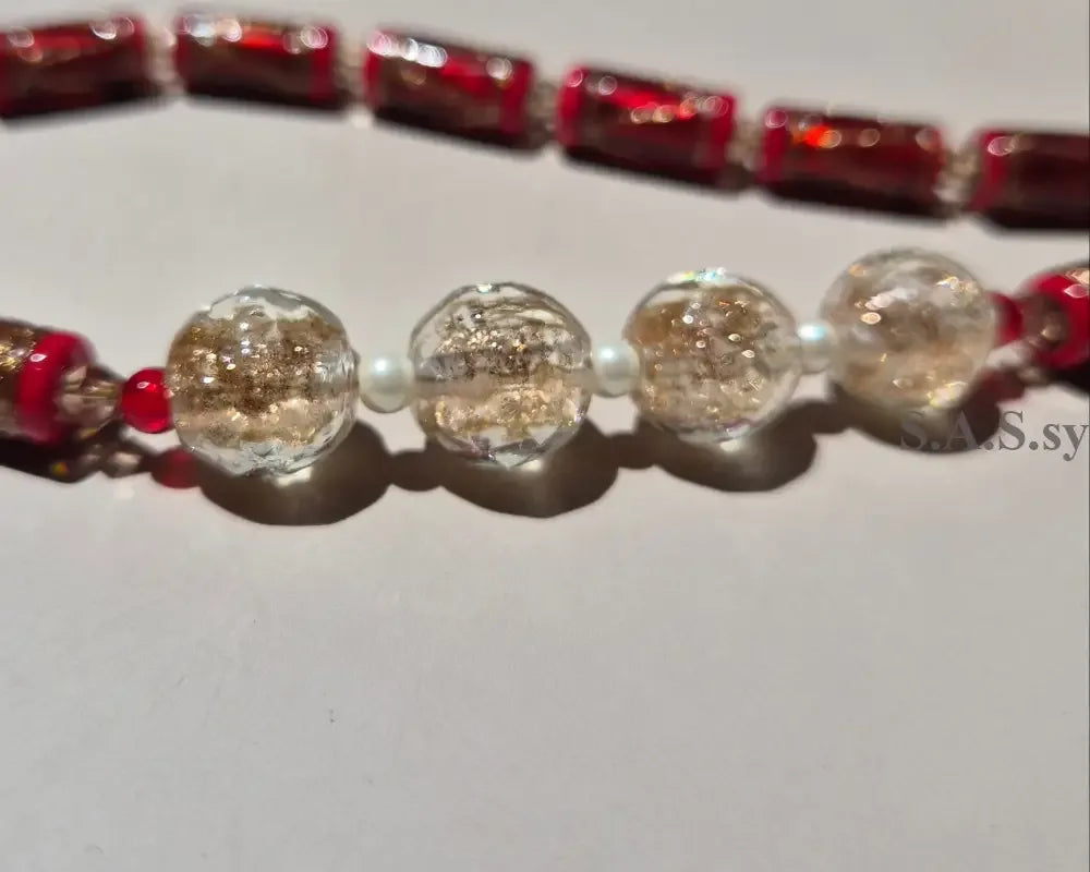 Deep Red Strand Necklace - Sassy by Sharmin Aziz