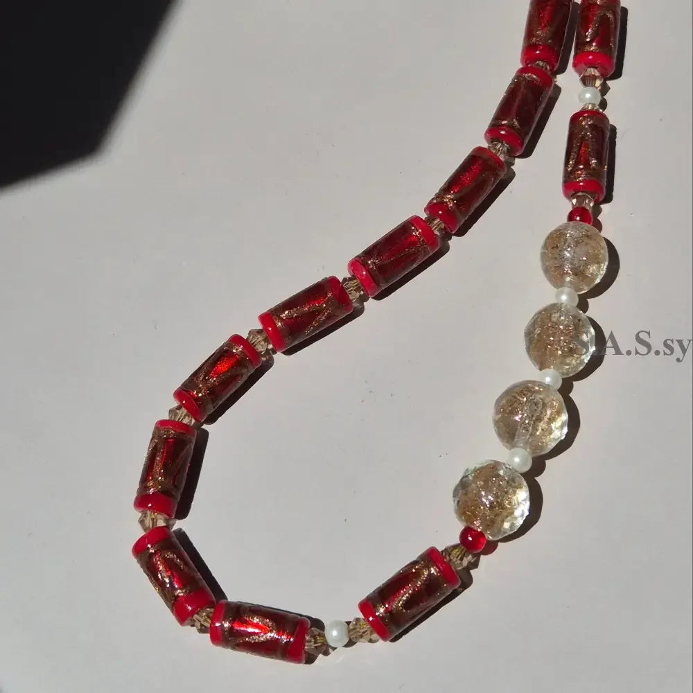 Deep Red Strand Necklace - Sassy by Sharmin Aziz