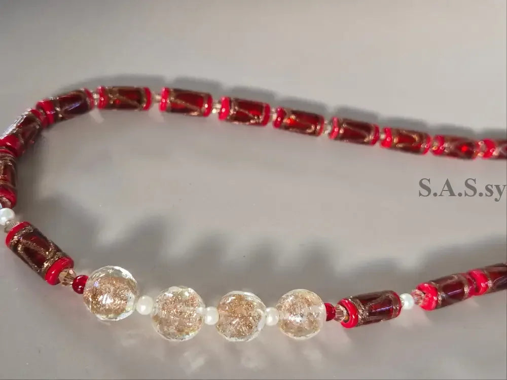 Deep Red Strand Necklace - Sassy by Sharmin Aziz