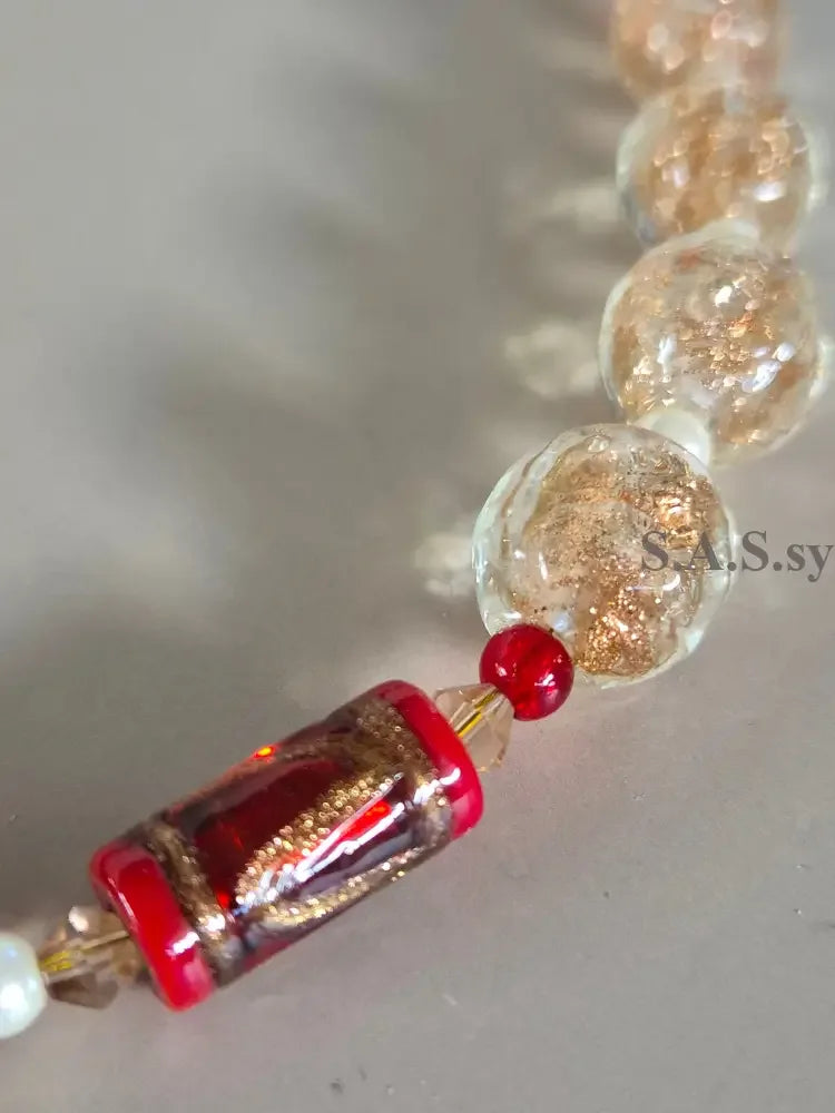 Deep Red Strand Necklace - Sassy by Sharmin Aziz