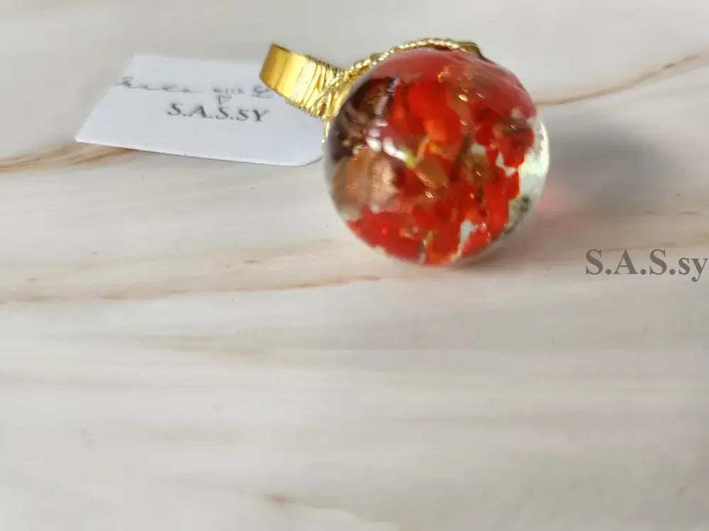 Red Wire Wrapped Solitaire ring- Sassy by Sharmin Aziz