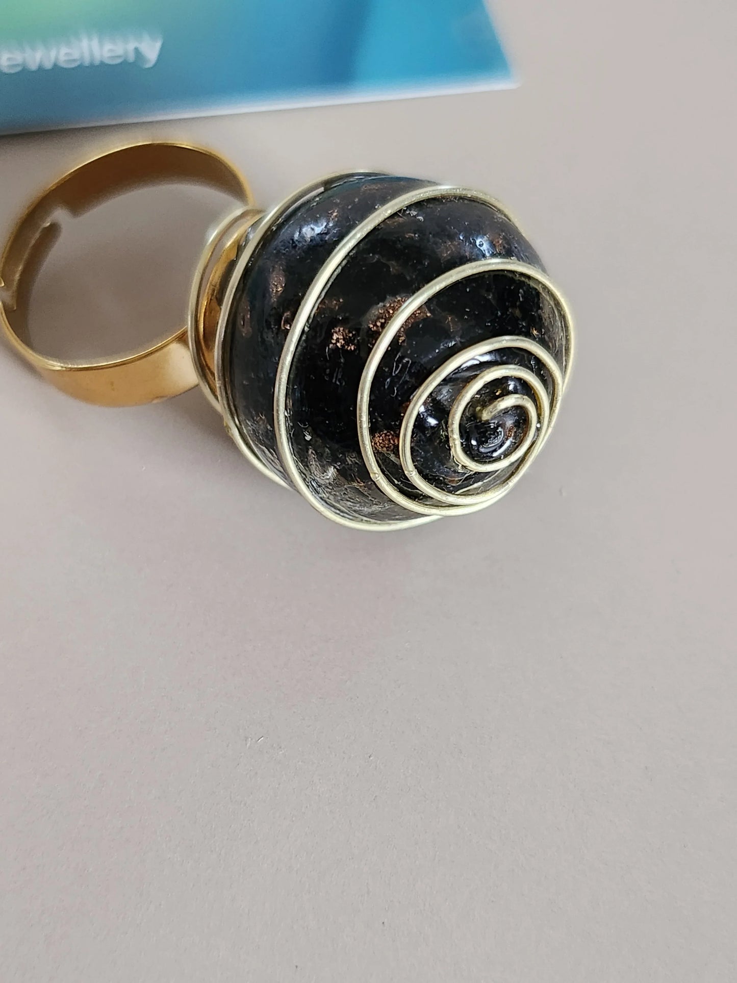 Black Wire Wrapped Solitaire ring - Sassy by Sharmin Aziz