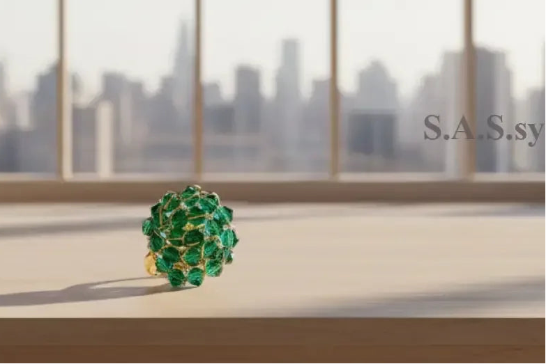 Green Crystal Wire Wrapped Cluster Ring - Sassy by Sharmin Aziz