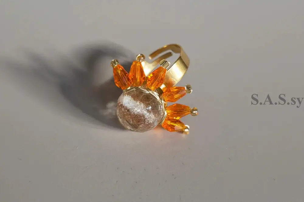 Orange Half Flower Ring - Sassy by Sharmin Aziz