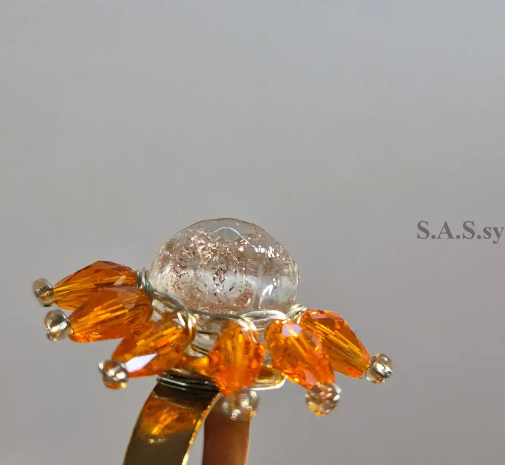 Orange Half Flower Ring - Sassy by Sharmin Aziz