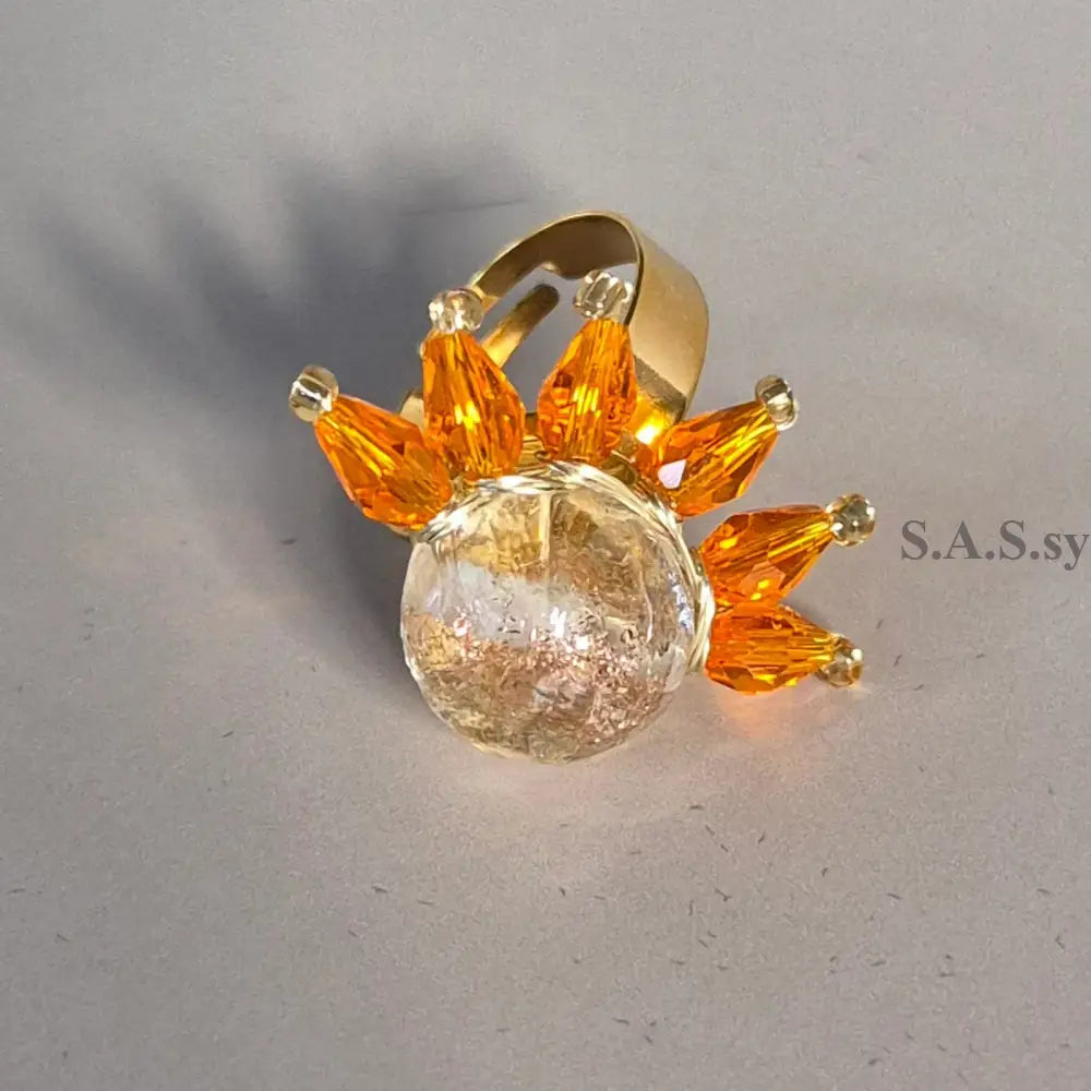 Orange Half Flower Ring - Sassy by Sharmin Aziz