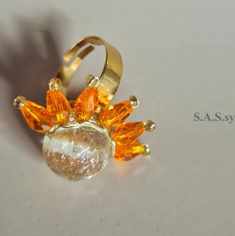 Orange Half Flower Ring - Sassy by Sharmin Aziz