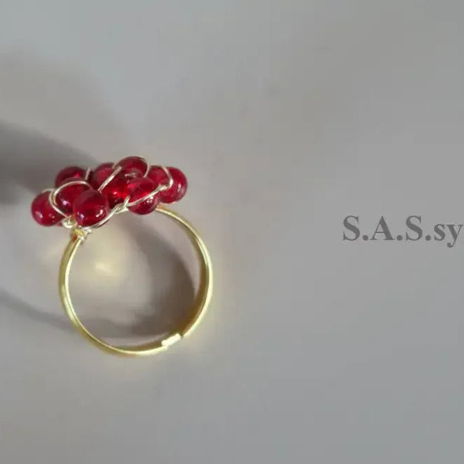 Red Wire Wrapped Cluster Ring - Sassy by Sharmin Aziz