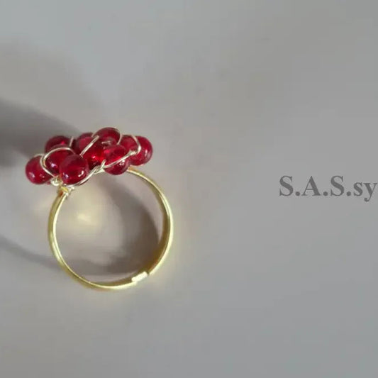 Red Wire Wrapped Cluster Ring - Sassy by Sharmin Aziz