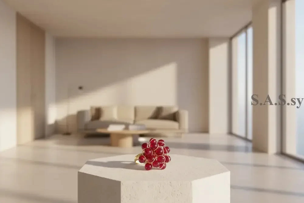 Red Wire Wrapped Cluster Ring - Sassy by Sharmin Aziz