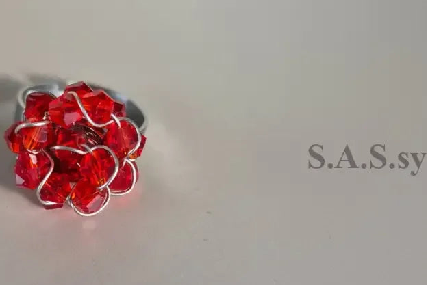 Red Crystal Cluster Ring - Sassy by Sharmin Aziz