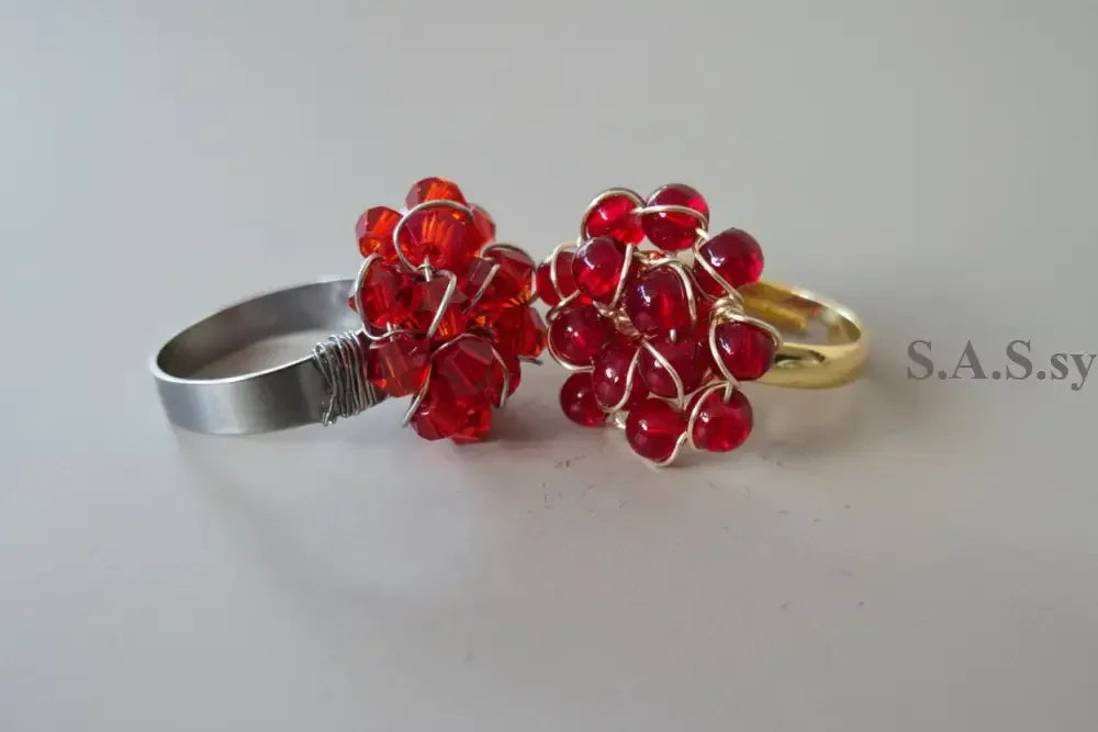 Red Crystal Cluster Ring - Sassy by Sharmin Aziz