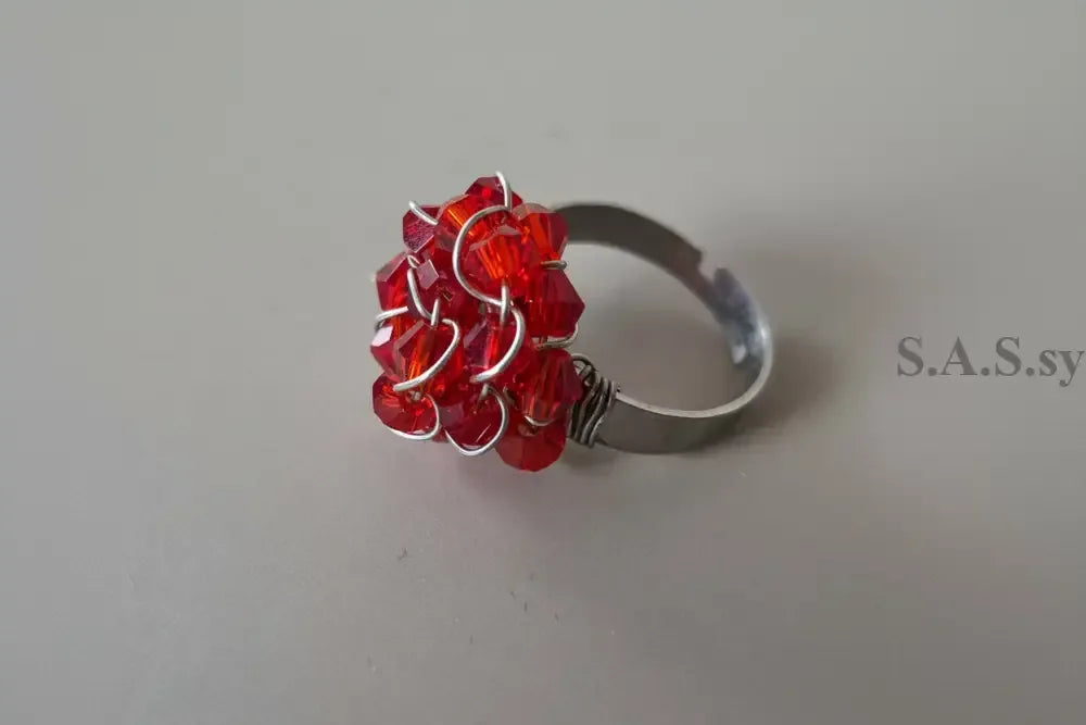 Red Crystal Cluster Ring - Sassy by Sharmin Aziz