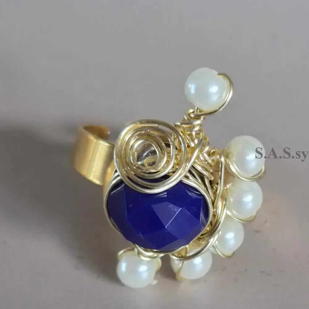 Sapphire Blue Wire-Wrapped Ring - Sassy by Sharmin Aziz