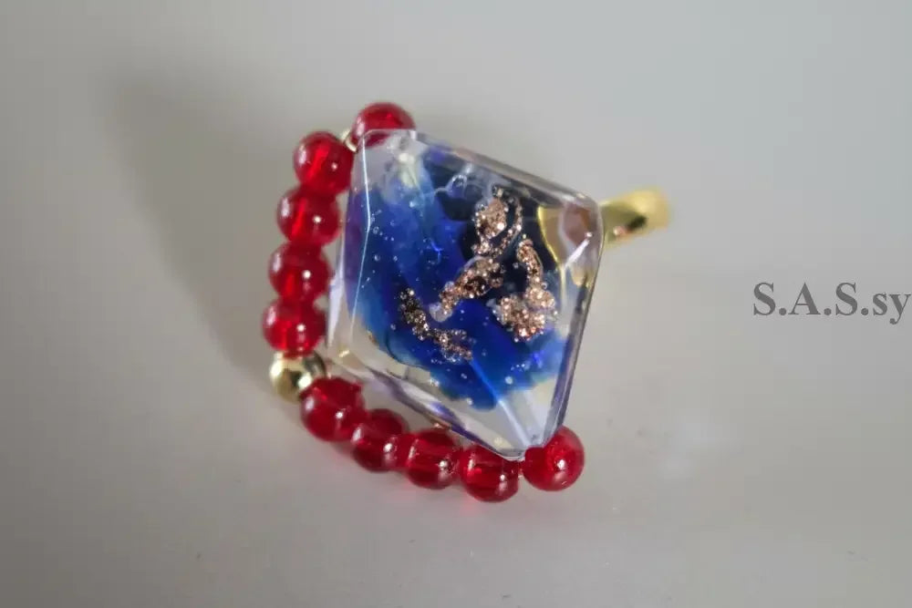 Blue Square Wire-Wrapped Ring - Sassy by Sharmin Aziz