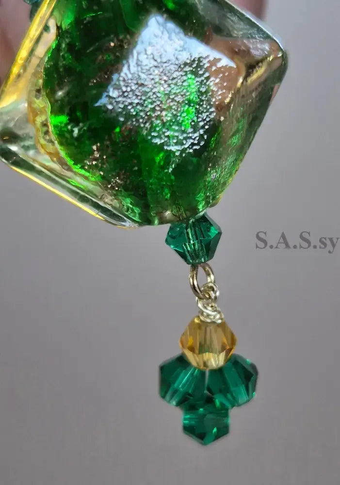 Green glass bead Charm Ring - Sassy by Sharmin Aziz