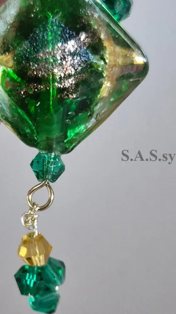 Green glass bead Charm Ring- Sassy by Sharmin Aziz
