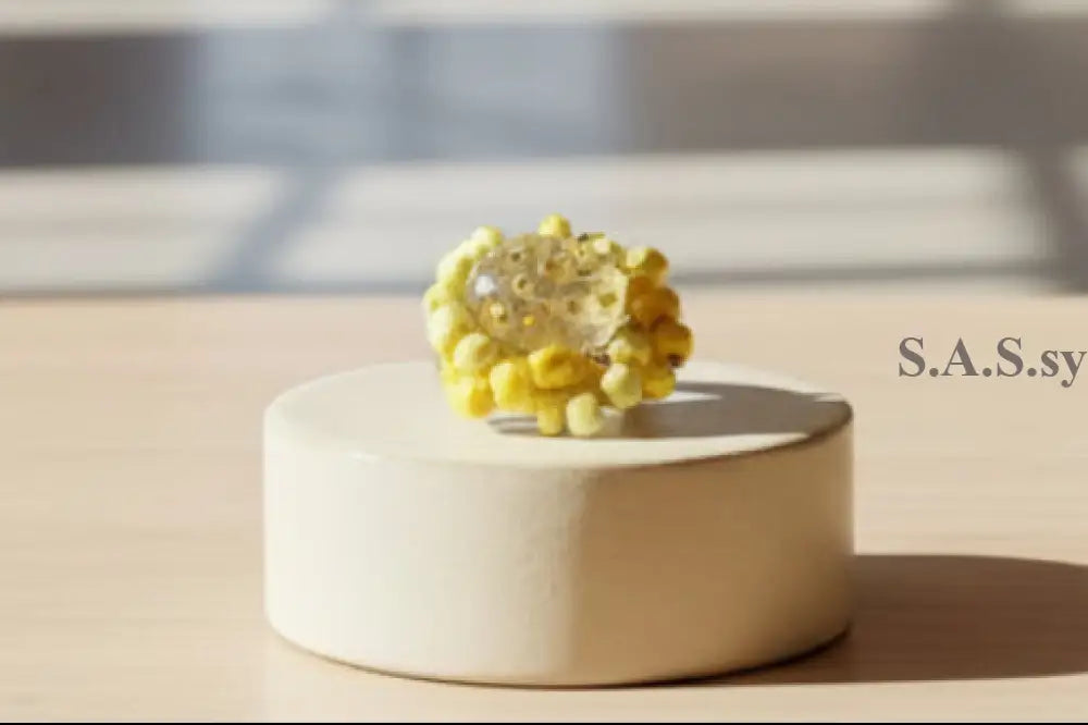 Oval Millefiori_Glass_Yellow_Halo Cocktail Ring - Sassy by Sharmin Aziz