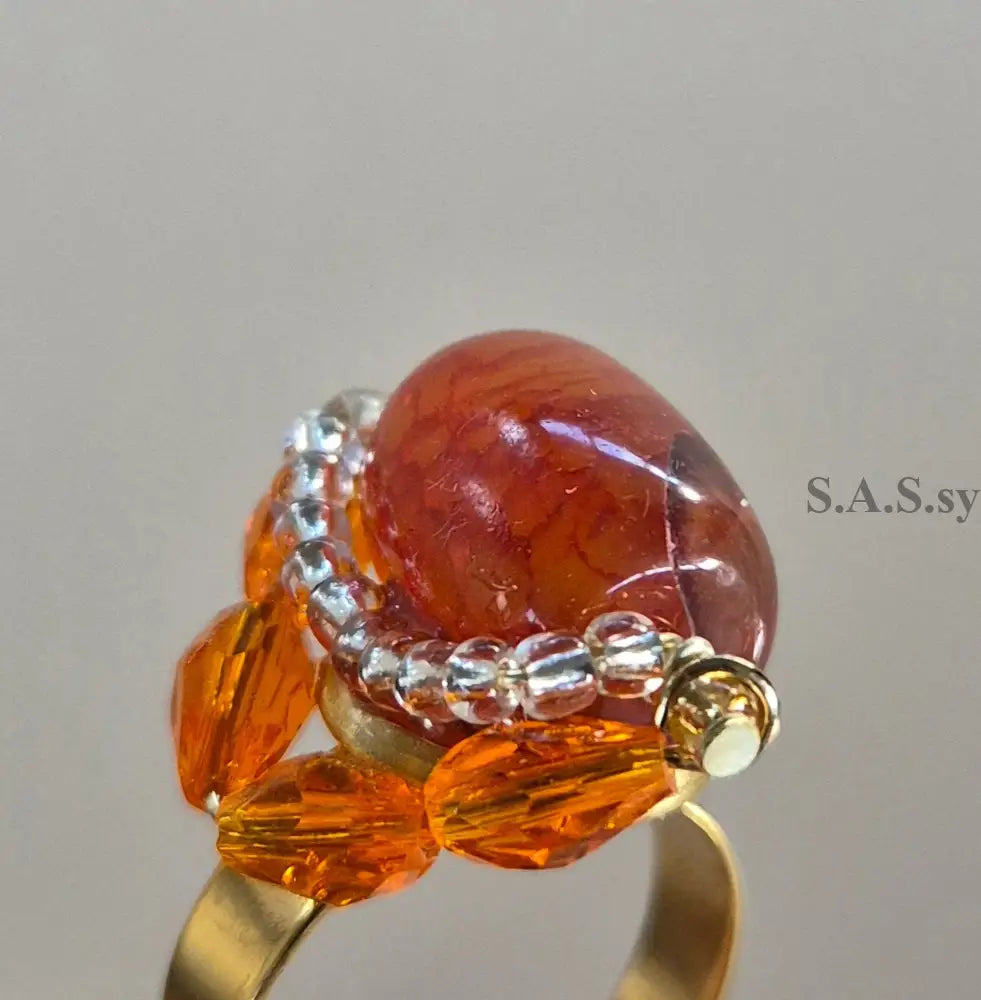 Orange Agate Cluster Ring - Sassy by Sharmin Aziz