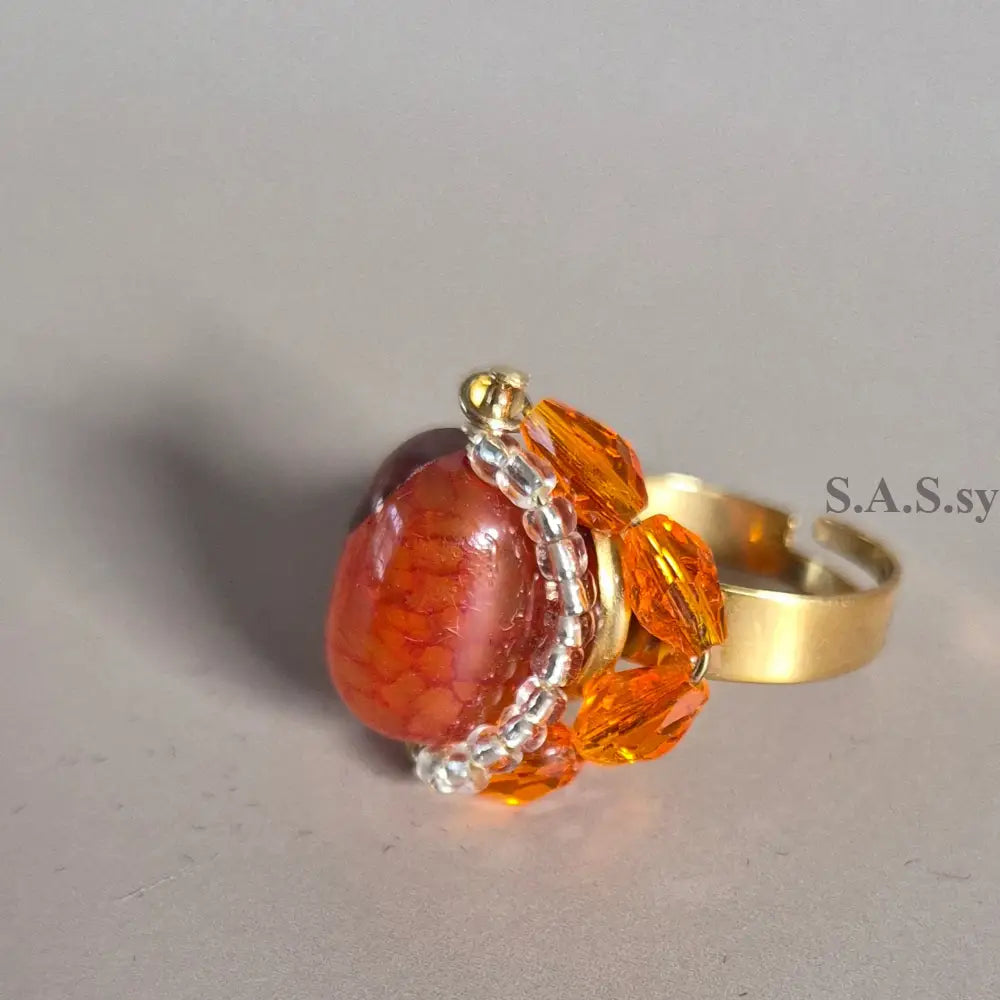 Orange Agate Cluster Ring - Sassy by Sharmin Aziz