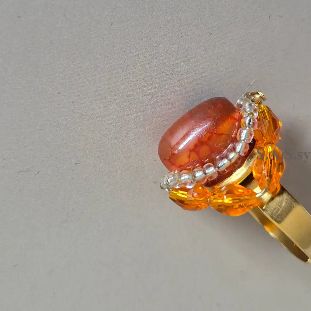 Orange Agate Cluster Ring - Sassy by Sharmin Aziz