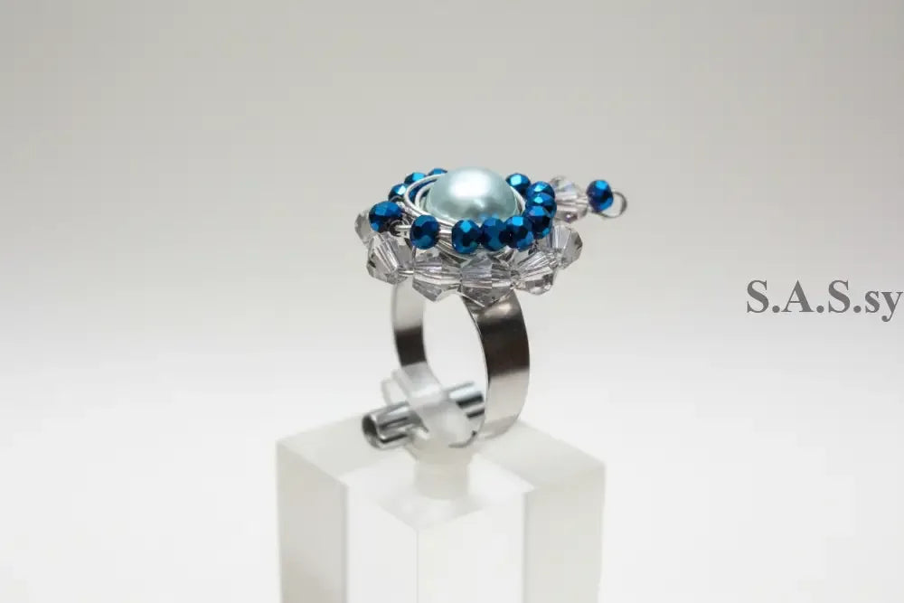 Teal Wire-Wrapped Ring - Sassy by Sharmin Aziz