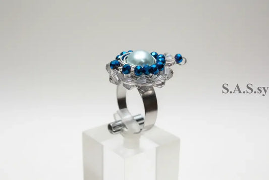 Teal Wire-Wrapped Ring - Sassy by Sharmin Aziz