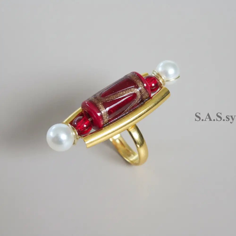 Deep Red Swirl Ring - Sassy by Sharmin Aziz