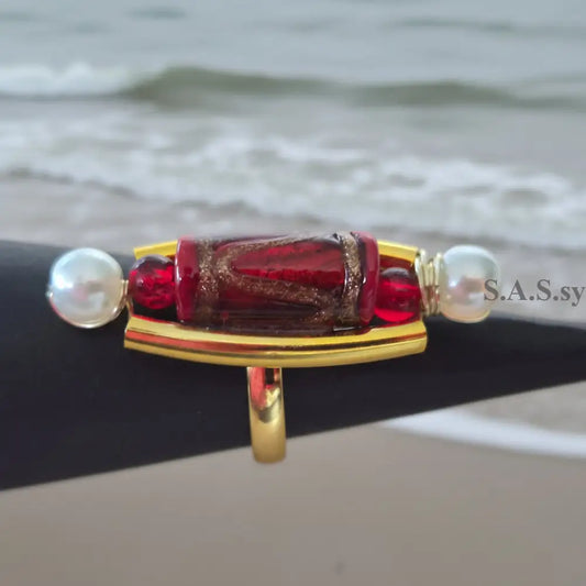 Deep Red Swirl Ring - Sassy by Sharmin Aziz