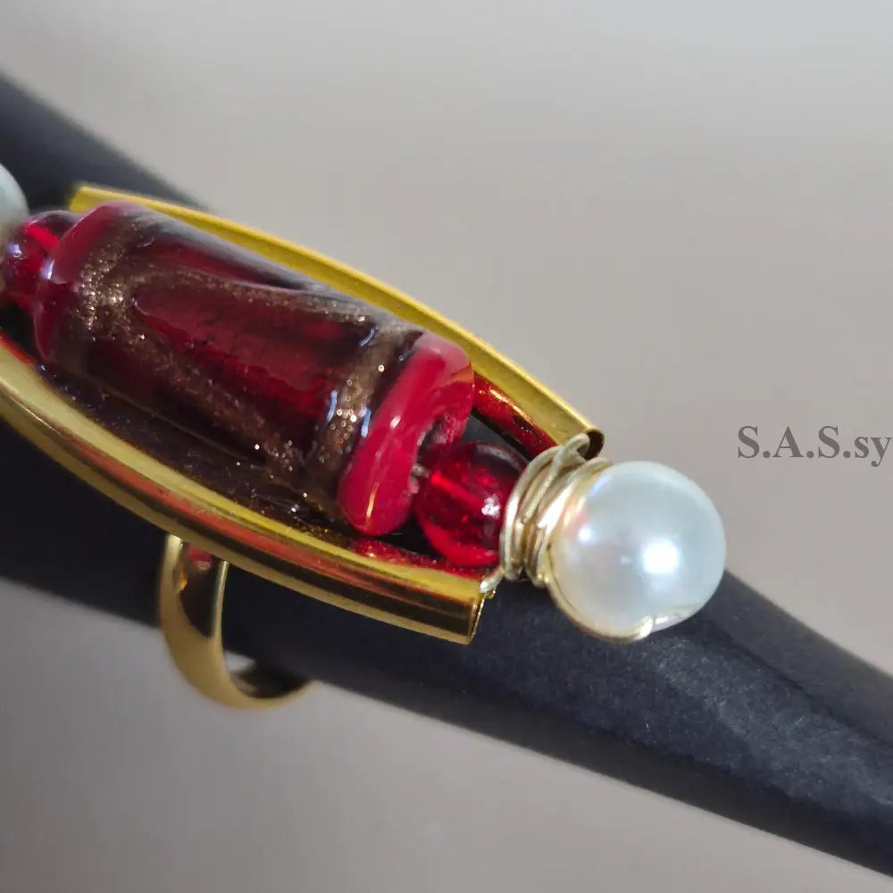 Deep Red Swirl Ring - Sassy by Sharmin Aziz