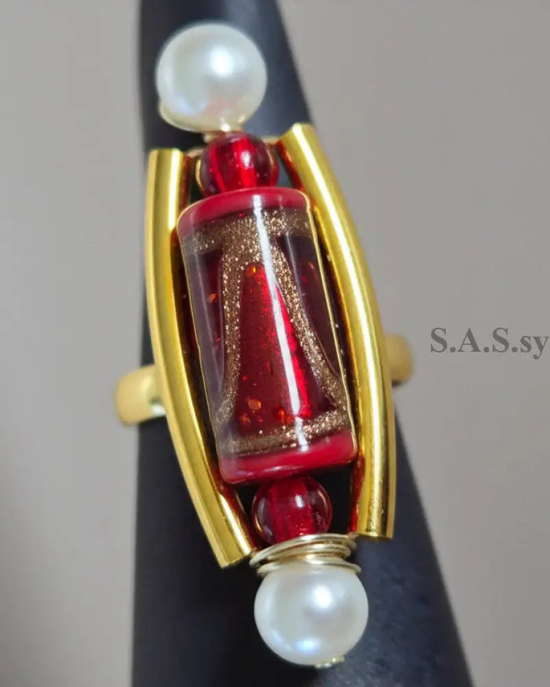 Deep Red Swirl Ring - Sassy by Sharmin Aziz