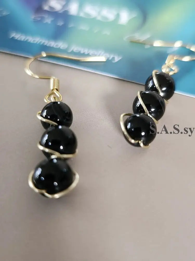 Black Onyx Gemstone Earrings - Sassy by Sharmin Aziz