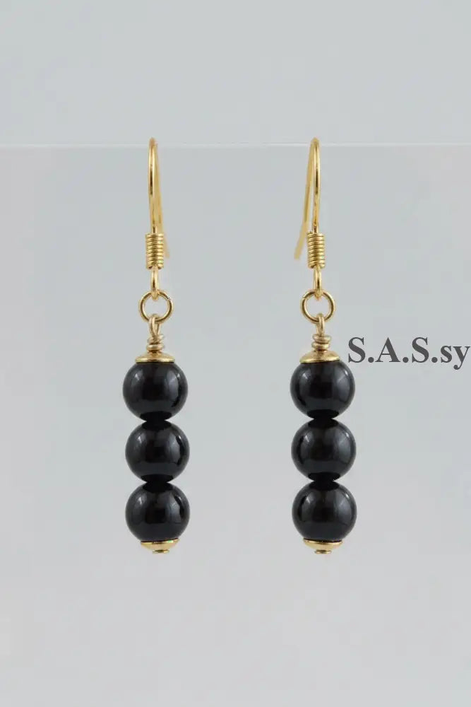 Black Onyx Gemstone DANGLE Earrings - Sassy by Sharmin Aziz