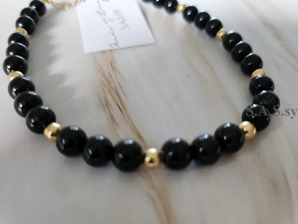 Black Onyx Gemstone Necklace N12 Necklace