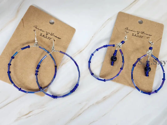 Blue Hoop Earrings E10 Earrings