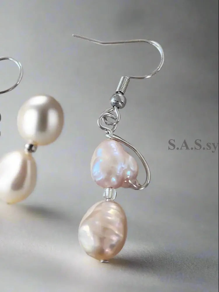 Blush Drop Freshwater Pearl Earrings Dots Earrings