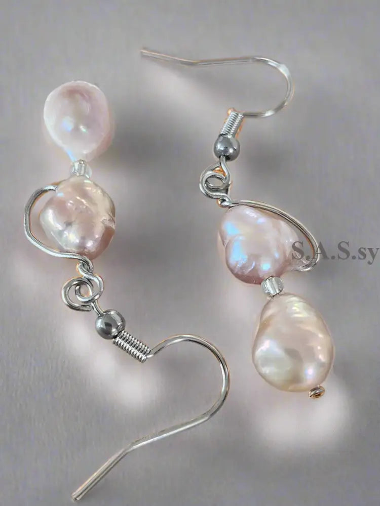 Blush Drop Freshwater Pearl Earrings Dots Earrings
