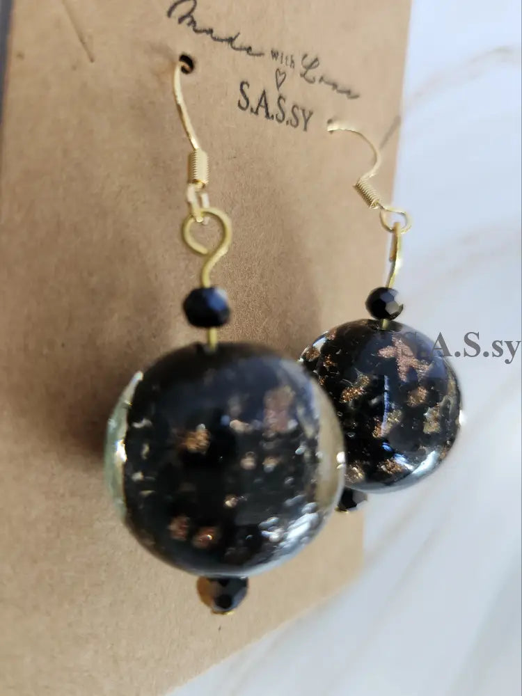 Bold Black Dangle Earrings E15 Earrings
