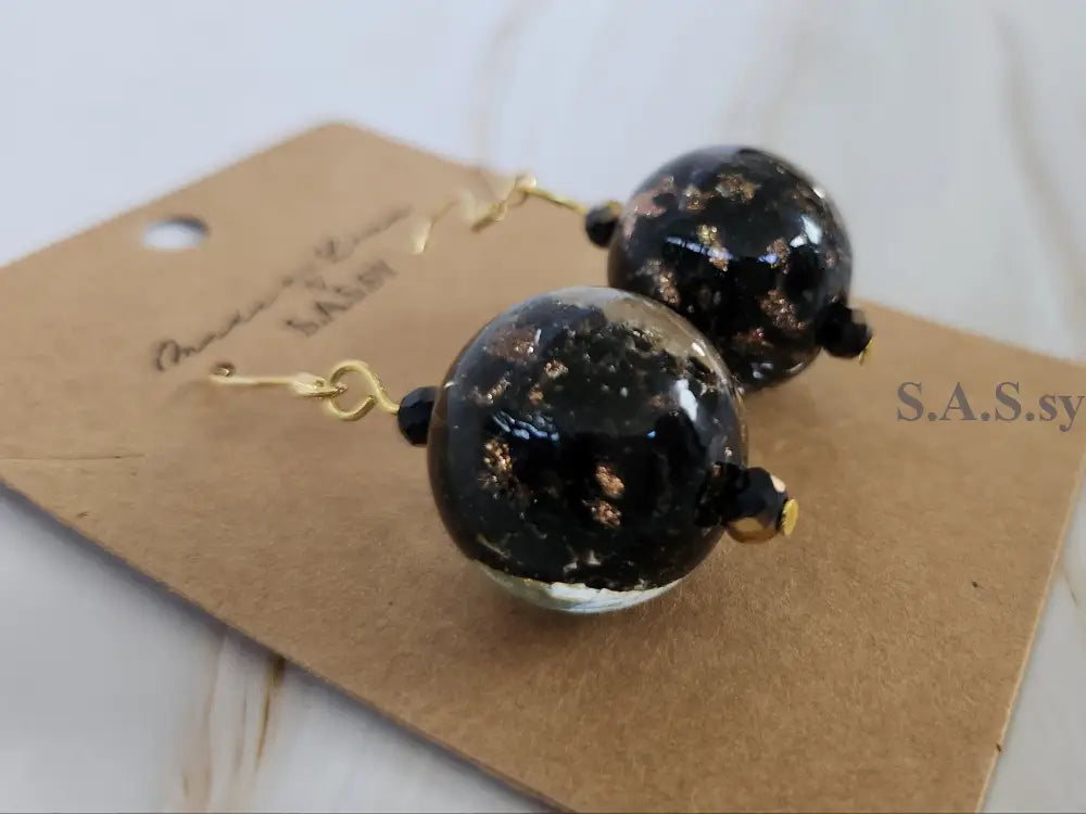 Bold Black Dangle Earrings E15 Black Earrings