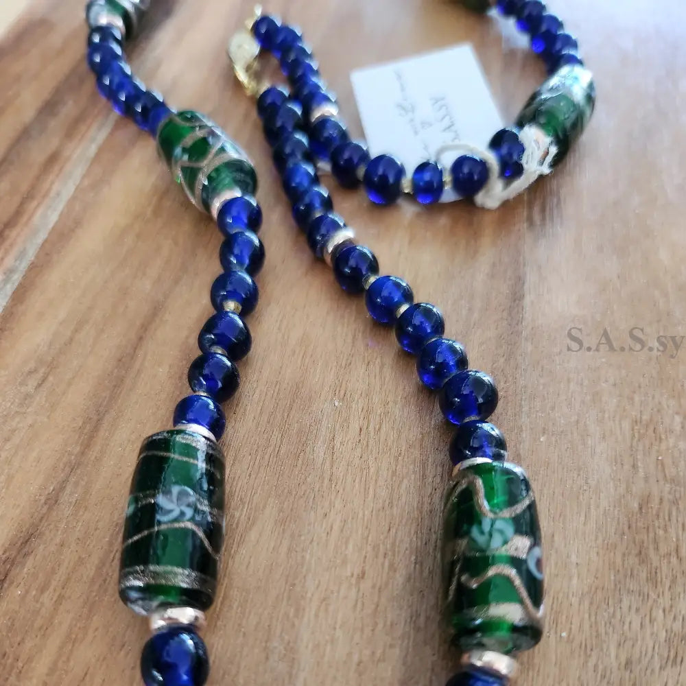 Green and Blue Strand Necklace N06