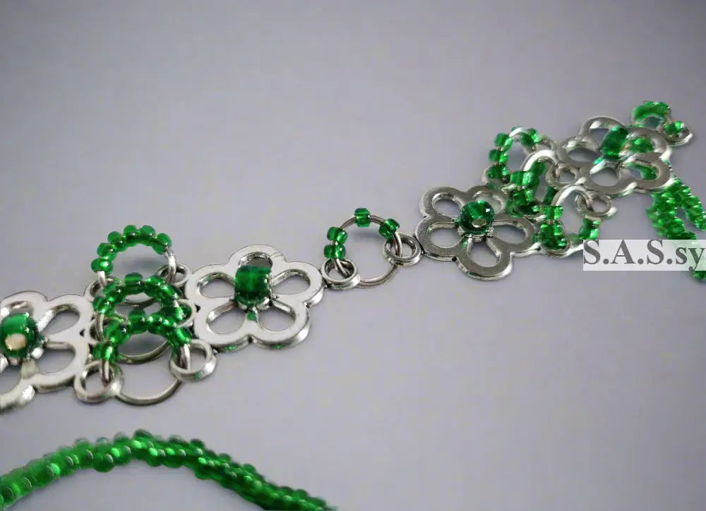 Green Floral Choker Necklace N05 Necklace