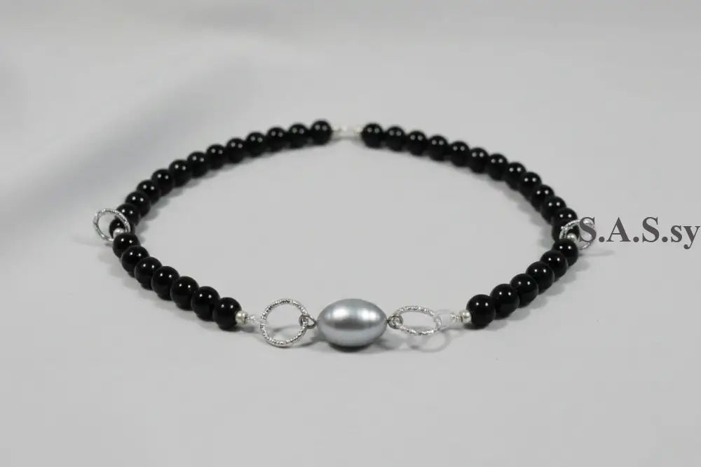 Black Onyx and Silver accent Necklace - Sassy by Sharmin Aziz