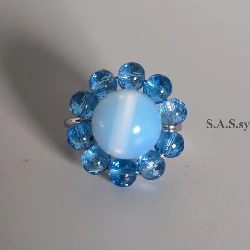 Moon Halo Ring - Opalite Statement Ring - Sassy by Sharmin Aziz