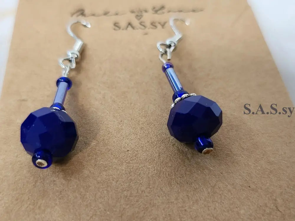 Navy Dangle Earrings - Sassy by Sharmin Aziz