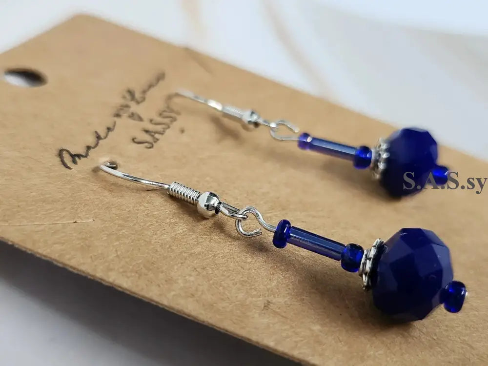 Navy Dangle Earrings - Sassy by Sharmin Aziz