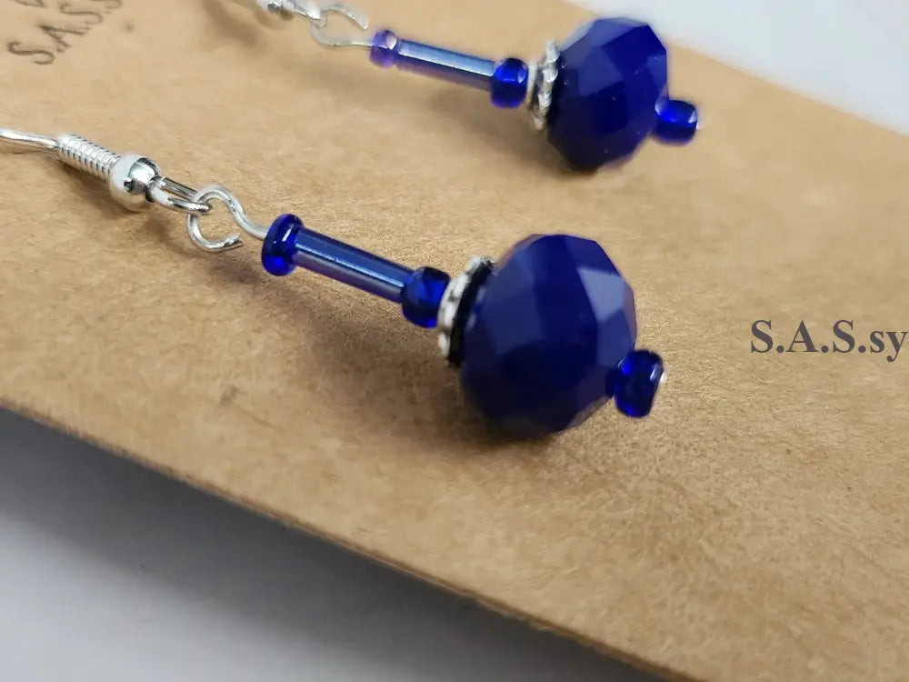 Navy Dangle Earrings - Sassy by Sharmin Aziz