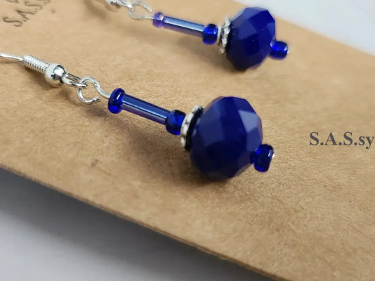 Navy Dangle Earrings - Sassy by Sharmin Aziz